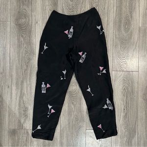 Vintage Allison Taylor Martini Embroidered Silk High Rise Pants